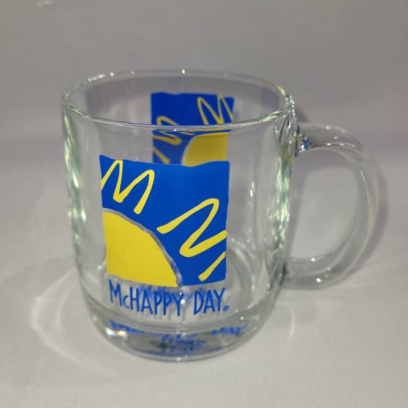 McDonalds McHappy Day Glass Coffee Cup 3.75" Mug Fast Food Restaurant - Picture 1 of 1
